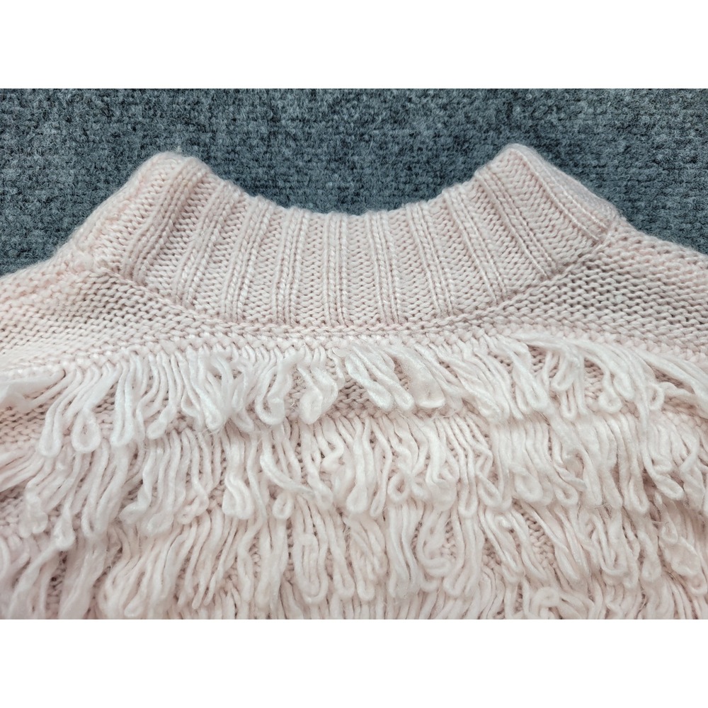 Urban Outfitters Shaggy Fringe Knit Sweater Pink Mock Neck Cropped Medium UO - Picture 14 of 16
